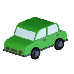 3d icon car isolated on transparent background