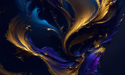 Elegant Gold and Royal Blue abstract background, 3D Textured, Generative AI