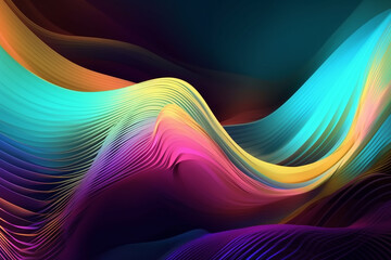 Abstract colorful waves background. Iridescent neon holographic twisted wave in motion. Vibrant colorful gradient design elements. Generative AI
