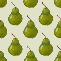 green pears watercolor pattern