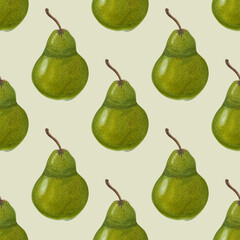 green pears watercolor pattern