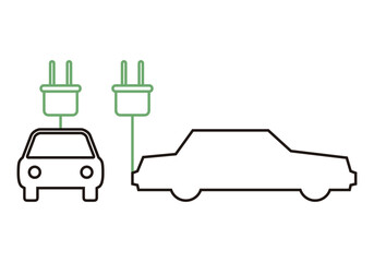 Icono de coche eléctrico en fondo blanco