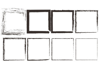 Iconos de cuadrados hechos con trazo negro de pintura.
