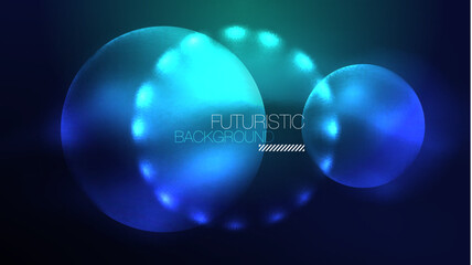 Circles with bright neon shiny light effects, abstract background wallpaper design