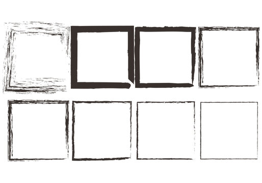 Iconos de cuadrados hechos con trazo negro de pintura.