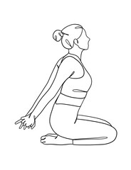 Continuous one line drawing of yoga woman poses. Vector illustration.