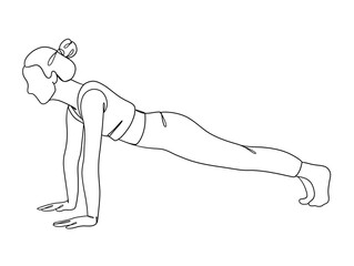 Continuous one line drawing of yoga woman poses. Vector illustration.