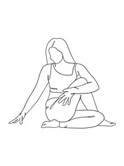 Continuous one line drawing of yoga woman poses. Vector illustration.