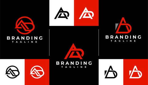 Modern initial AD DA logo design set