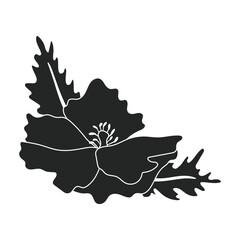 Fototapeta premium Poppy flower vector black icon. Vector illustration poppy red on white background. Isolated black illustration icon of red elower.