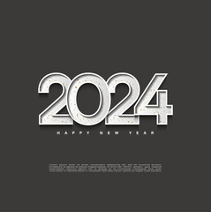 2024 new year with black and white coloring concept, new year 2024 celebration.