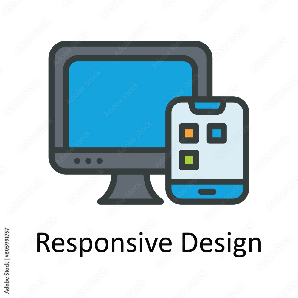 Wall mural responsive design vector fill outline icon design illustration. seo and web symbol on white backgrou