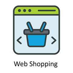 Web Shopping  Vector Fill outline Icon Design illustration. Seo and web Symbol on White background EPS 10 File