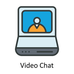 Video Chat Vector Fill outline Icon Design illustration. Seo and web Symbol on White background EPS 10 File