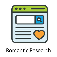 Romantic Research Vector Fill outline Icon Design illustration. Seo and web Symbol on White background EPS 10 File