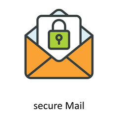 secure Mail Vector Fill outline Icon Design illustration. Seo and web Symbol on White background EPS 10 File