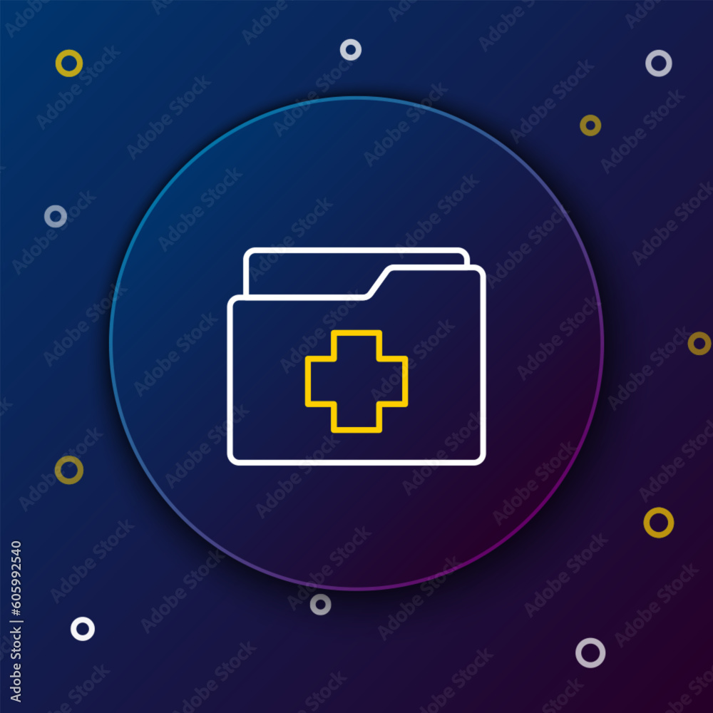 Wall mural Line Medical clipboard with clinical record icon isolated on blue background. Prescription, medical check marks report. Colorful outline concept. Vector