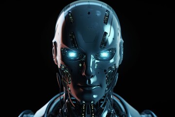 Male robot with blue eyes