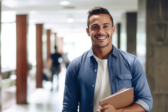 University Student Portrait in Campus. Generative AI