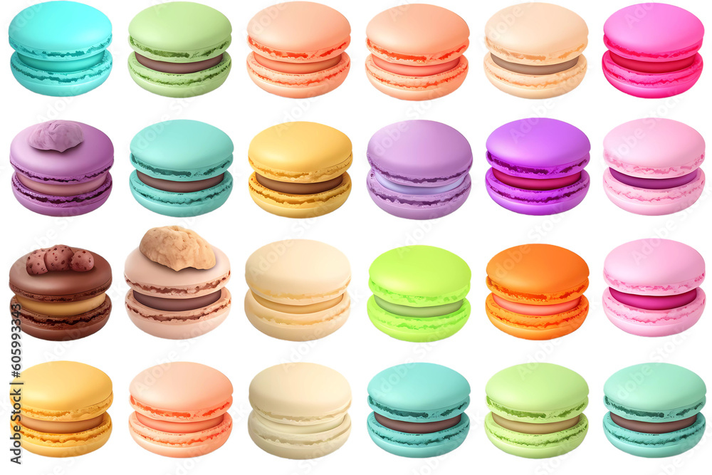 Wall mural colorful macaroons isolated on white