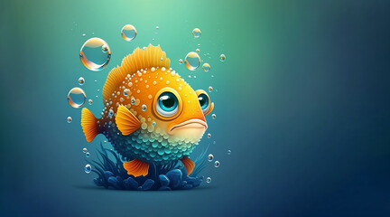 Cute abstract coral fish illustration