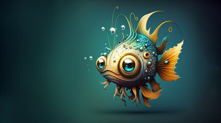 Abstract cartoon, fantastic, fish, illustration