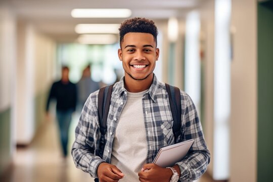 University Student Portrait in Campus. Generative AI