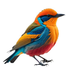 Beautiful colorful bird, isolated, transparent background, no background. PNG. Generative AI.