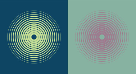  vector abstract background hypnotic circle vector elements isolated on a background. Color retro halftone ring pattern.