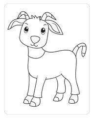Cute Goat, Goat illustration, Animals Coloring pages for kids, Coloring pages for kids, black and white 