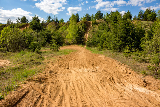 Enduro motorcycle track on an old sand pit