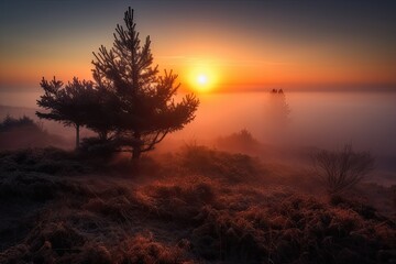 Sunset in the fog