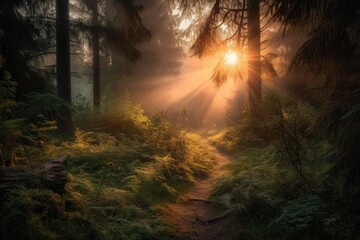 Sunset in the forest
