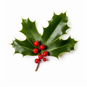 holly and berries isolated on transparent background cutout	
