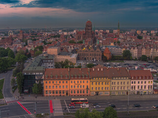 gdansk at evening from above