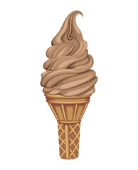 Ice Cream Cone Coffee Chocolate Sweet Food Cold Drink Vector Illustration