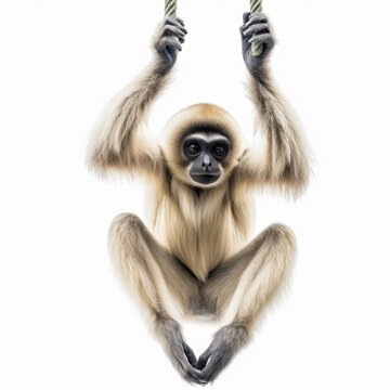 Monkey On Rope Isolated On Transparent Background Cutout	
