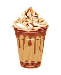 Milkshake Chocolate Coffee Caramel Ice Cream Sweet Drink Vector Illustration