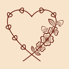 illustration of traditional indian henna mehndi floral ornament design	