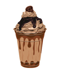 Milkshake Chocolate Ice Cream Sweet Drink Vector Illustration