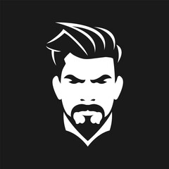Male profile with hairstyle and beard and moustashe. Barbershop logo. Masuline man. Man silhouette with beard. Vector
