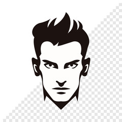 Male face logo. Barbershop concept. Male profile with haircut. A silhouette of man. Hairstyles for men. Vector