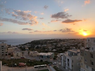 sunset over the city