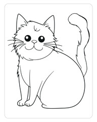 Cute Cat, Cat illustration, Cat Vector, Cat Coloring pages,  Animals, Black and white, Pet animals, Farm Animals