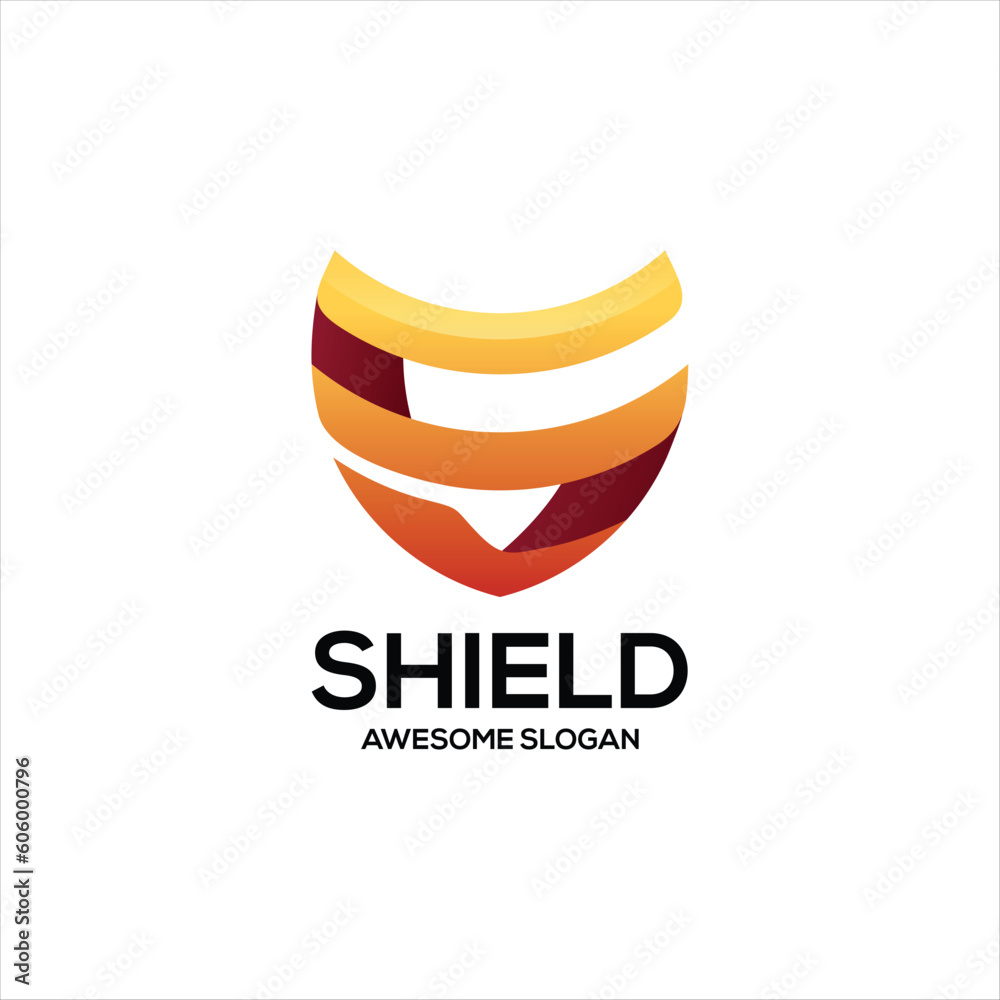 Sticker shield gradient logo design illustration