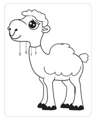 Cute Camel, Camel Vector, Camel, illustration, Animals Coloring pages, Farm Animals, Pet Animals, Black and white. 