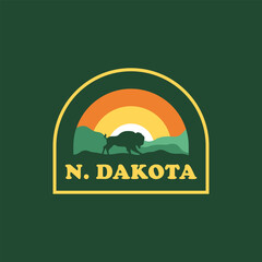 Fototapeta na wymiar Explore North Dakota vintage logo vector concept, icon, element, and template for company. Travel and adventure logo.