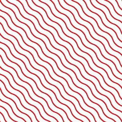Seamless endless pattern of red diagonal wavy lines on a transparent background for design, textiles, wallpaper, wrapping paper