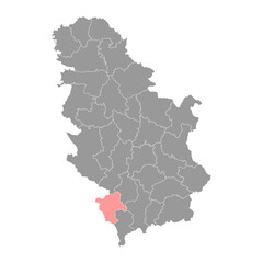 Pec district map, administrative district of Serbia. Vector illustration.