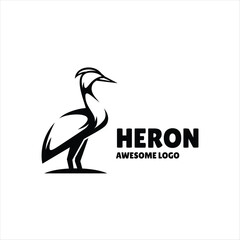 Heron illustration logo design